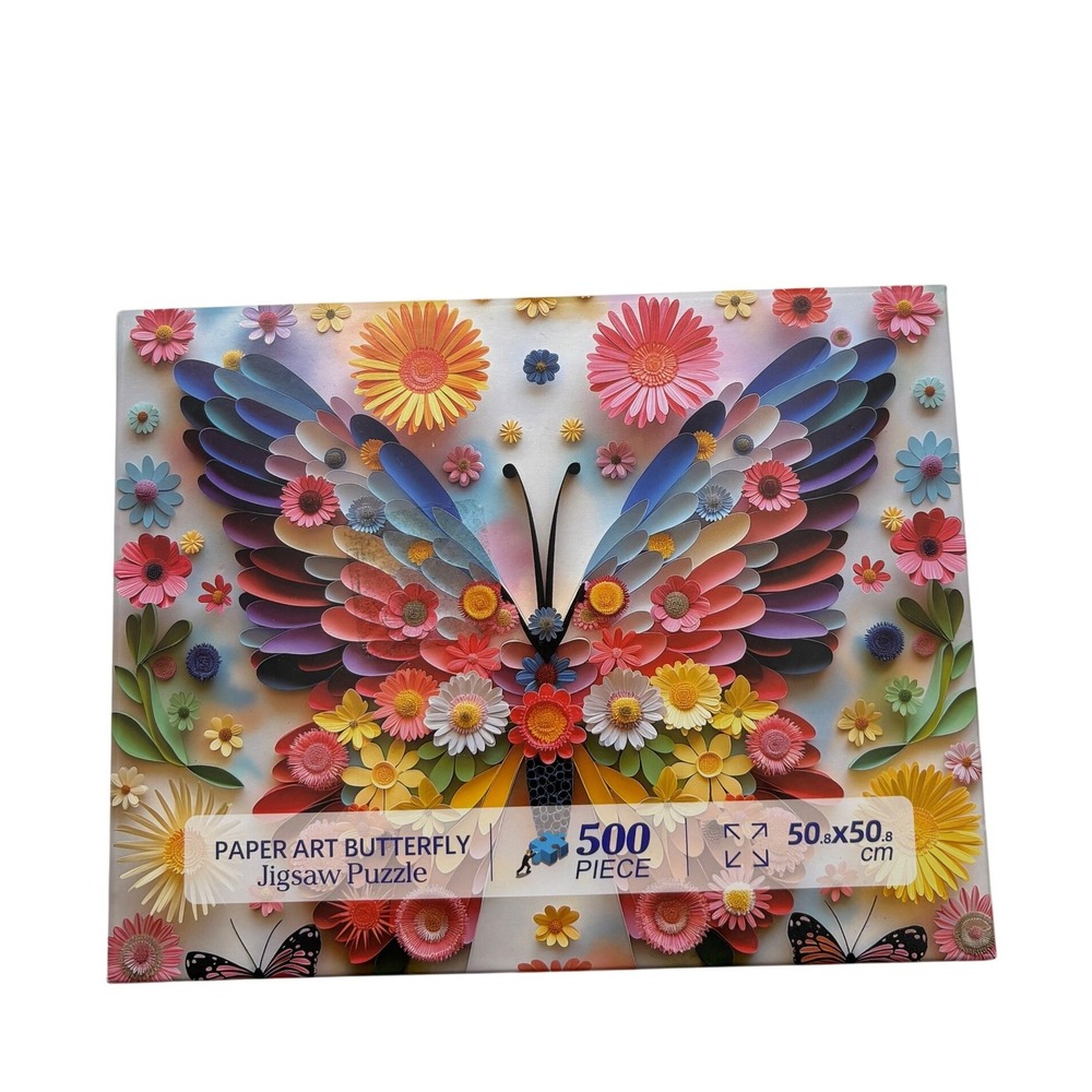 JIUJIU Paper Art Butterfly Jigsaw Puzzle 500 Piece Floral 20x20 NIB Brand New